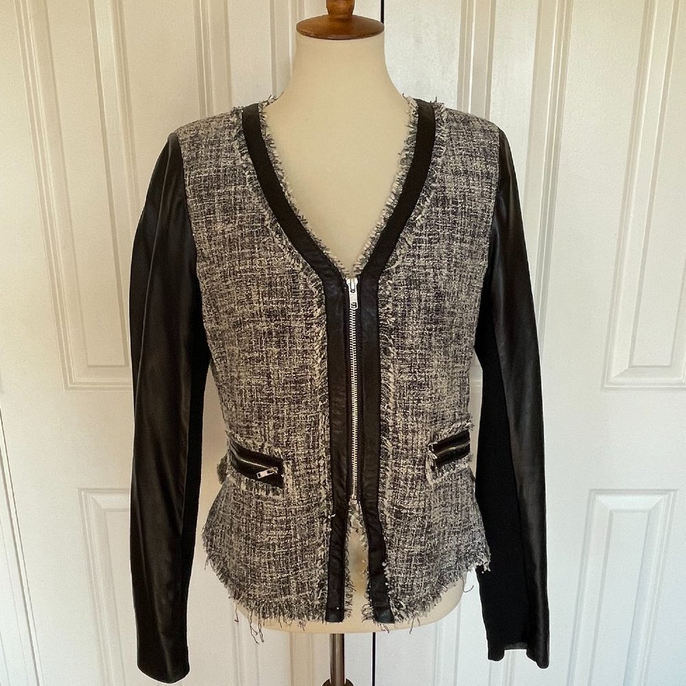 Rebecca Taylor Leather Tweed Blazer 12